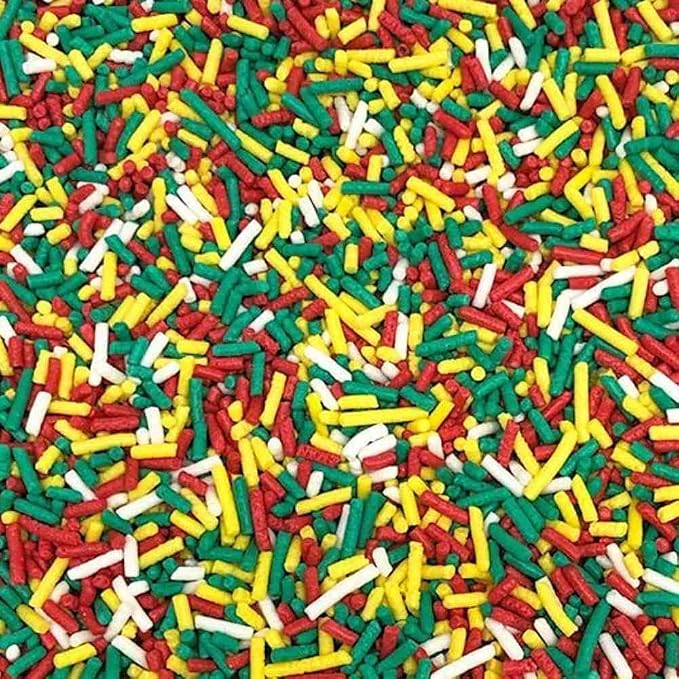 Fiesta Jimmies Sprinkles for Cake, Cookie, Cupcake Decorating, and Baking - Fun Vegan Cake Sprinkles and Toppings in Red, Green, Yellow, and White Jimmies for Cinco de Mayo Donuts, Cookies