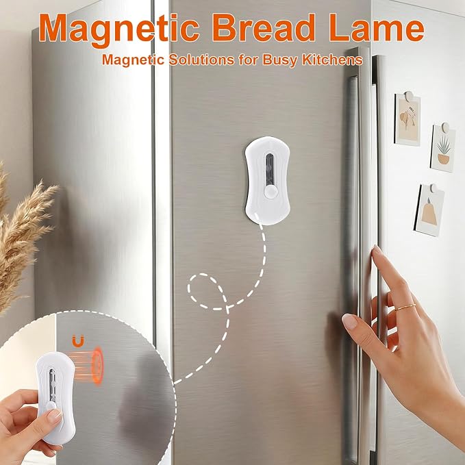 Bread Lame Dough Scoring Tool Set, Professional Sourdough Scoring Tool & Bread Scorer with 5 Razor Blades, Finger Protectors Bread Razor for Artisan Baking White