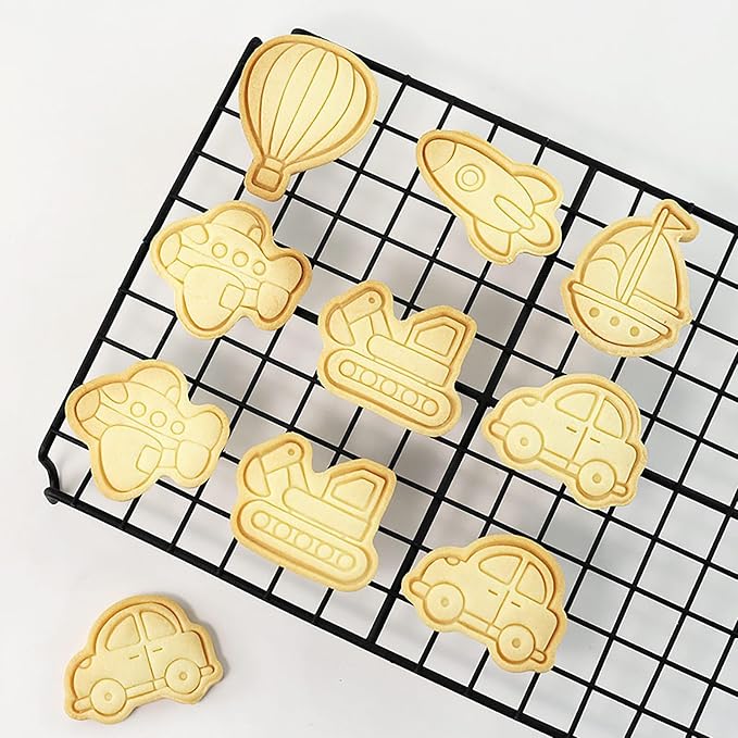 8 Pcs Vintage Construction Truck Cookie Cutter Engineering Vehicle Car Shaped Biscuits Mold for Kids Birthday Party (Truck C)