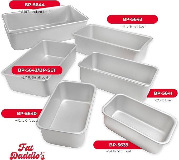 Fat Daddio's BP-5640 Anodized Aluminum Bread Loaf Pan, 5.5 x 3.125 x 2.375 Inch