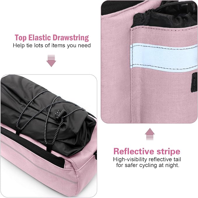RAYMACE Bike Rear Rack Bag, Bike Trunk Cooler Bag, Bicycle Pannier for Warm or Cold Items (Pink)