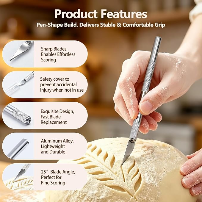 2 Pcs Bread Lame Sourdough Scoring Tool for Bread Baking Bread Scorer Dough Scoring Tool for Homemade Sourdough Bread Scoring Tool Set with 10 Replacement Blades & 1 Storage Case