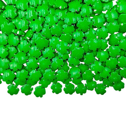 St. Patricks Day Sprinkles, Green Shamrock Sprinkles for Baking, Edible Clover Cupcake Toppers Candy Shaped for Cake Decorating, Cookies, Ice Cream Toppings, 3.53oz