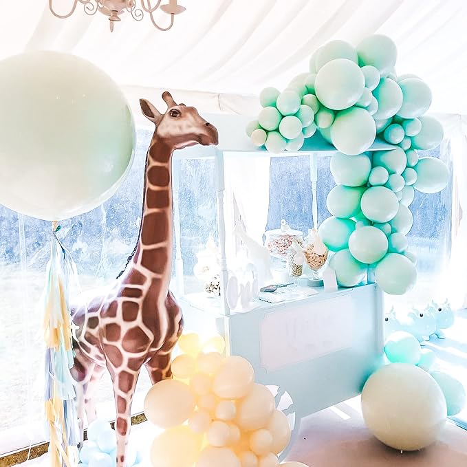 Voircoloria 130pcs Mint Green Balloons Different Sizes 18" 12" 10" 5" Pastel Light Green Balloons for Boys Girls Birthday Baby Shower Gender Reveal Wedding Decorations