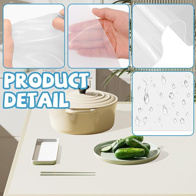 VOKOY Large Silicone Mat for Crafts, 48"x24", Extra Large Thick Clear Silicone Mats for Kitchen Countertop, Heat-resistant Washable Large Pastry Mat for Crafts Painting Baking