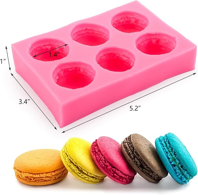 Hedume 2 Pack 6-Cavity 3D Macaroon Silicone Mold, Macaron Hamburger Baking Molds, Perfect for Candle, Muffin, Cake/Cupcake Decorating, Mini Soap, Bath Bomb