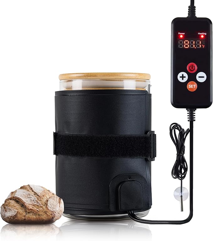 Sourdough Starter Warmer Wrap, Sourdough Starter Jar Heat Wrap, Sourdough Heating Warming Mat with Temperature Control(41-113℉) & 24H Timer, Dough Bread Warmer for Kitchen Baking (Rectangle)