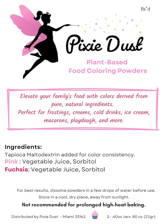 All Natural Pink and deep pink Food Coloring Powders Set | Perfect for cake decoration, cookie Frosting, Icing & Drinks | Dye-Free, Plant-Based, Kosher, Flavorless | No Carmine, No Annatto | By Pixie Dust | Large 2 Jars (0.40 oz / 11g Each) 22g Total.