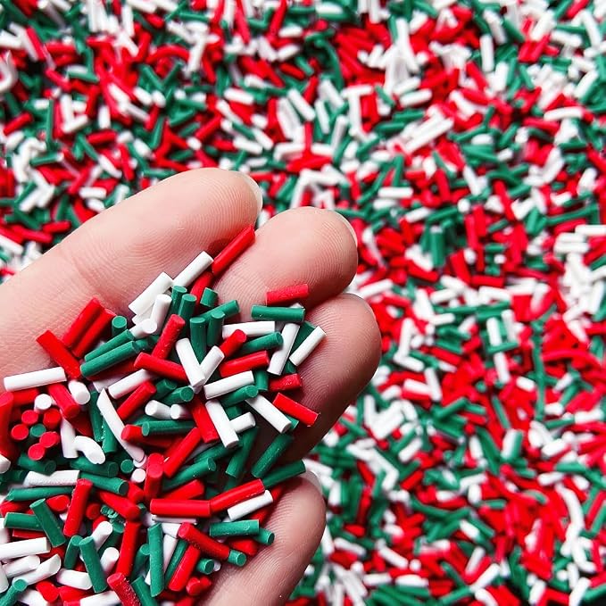 EHOPE 100G Fake Sprinkles Polymer Sprinkles Faux Sprinkles Resin Sprinkles Clay Sprinkles For Resin Fake Candy Sprinkles for Nail Art DIY Crafts Cake Phone Case (100G Long Christmas)