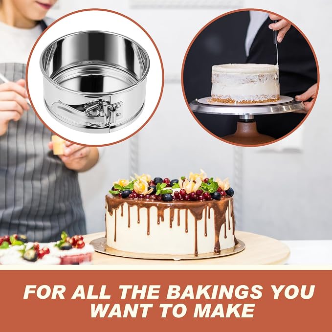 Sunnyray 8 Pcs 4 Inch Springform Pan for Baking Mini Cheesecake Pans with Removable Bottom Nonstick Leakproof Round Cake Mold Spring Form Molds for Mini Cheesecake Pizza and Quiches (Stainless Steel)