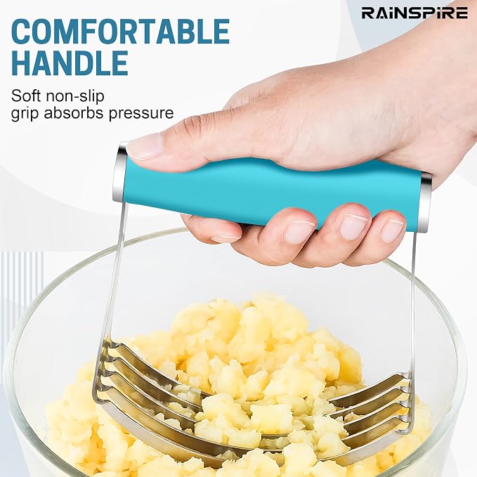 Rainspire XL Pastry Cutter For Baking, Heavy Duty Pastry Blender Stainless Steel, Thick Sharp Blades Dough Blender, Dough Cutter Butter Cutter Pastry for Easy Mixing, Dishwasher Safe, Blue