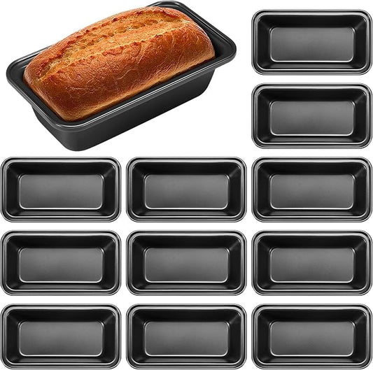 Uiifan 12 Pcs Large Loaf Pan for Baking Bread Non Stick Small Banana Bread Tins 10.6 x 6 x 3 Inches Nonstick Tiny Meatloaf Pan Carbon Steel for Oven and Baking
