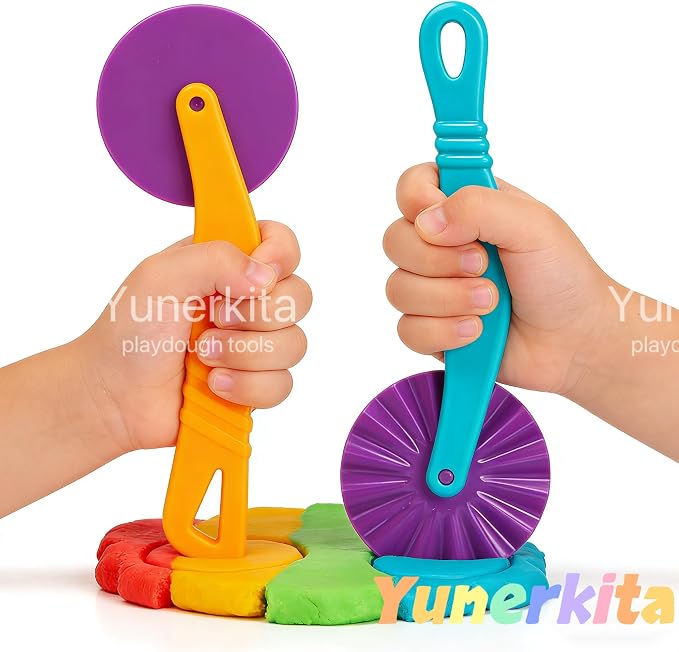 Playdough Tool Set, 24 Pcs Dough Tools Sets for Kids Ages 4-8, Dough Accessories Includes Cutters Roller, Rolling Pins, Safety Scissors, Plastic Knife, Plastic Rollers