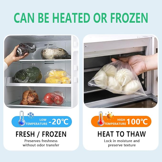 9527 Product 12" x 16" Clear Plastic Produce Bag, Food Storage Bag on a Roll, 350 Bags One Roll (4 Rolls), Freeze/Heat Clear Bag for Bread, Meat, Vegetables, Fruits