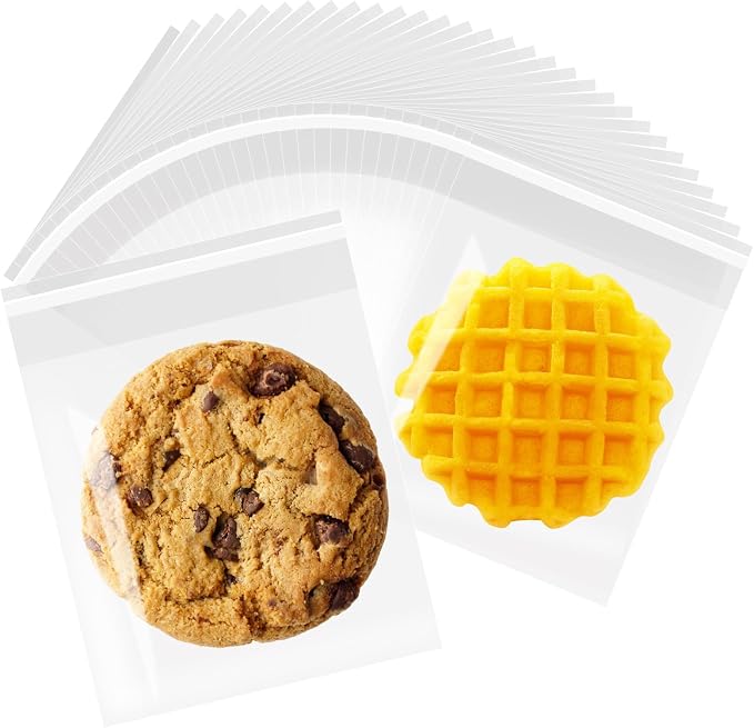 5 X 5 Inch Clear Cookie Bags for Gift Giving,200 Pcs Self Sealing Cellophane Bags Adhensive, for Candy, Bakery,Prints,Photos Cards Party Snack,Cookie for Gift Giving