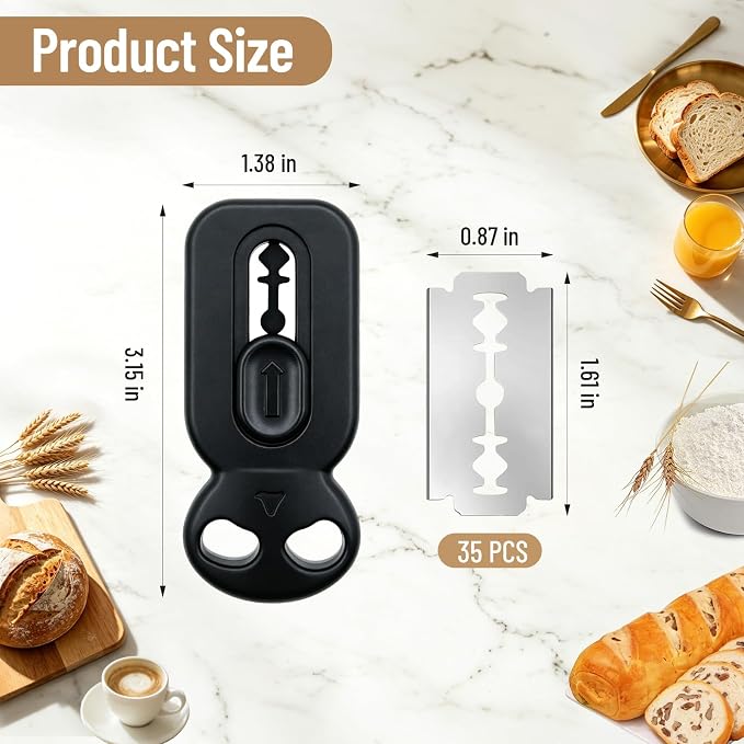 Obfuscate Sourdough Scoring Tool,Extractable Magnetic Bread Lame Dough Scoring Tool with 35 Replaceable Blades,Sourdough Bread Baking and Bread Making Tools(Black)