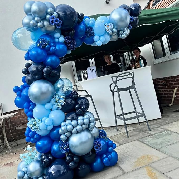 YMSZ Blue Balloon Garland Arch Kit, Navy Blue Balloons Metallic Blue Balloon for Birthday, Baby Shower, 2026 Graduation, Anniversary Party Decorations