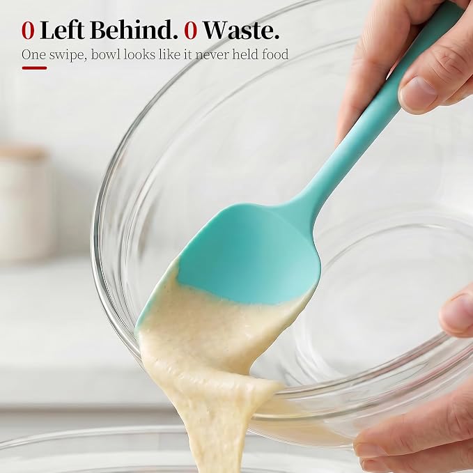 600ºF Heat Resistant Silicone Spoon Spatula Set of 3, Aqua Sky | High Heat Food Safe Seamless Kitchen Spoonula Scraper for Cooking Baking Mixing Scraping Stirring Nonstick Cookware Pan Bowl