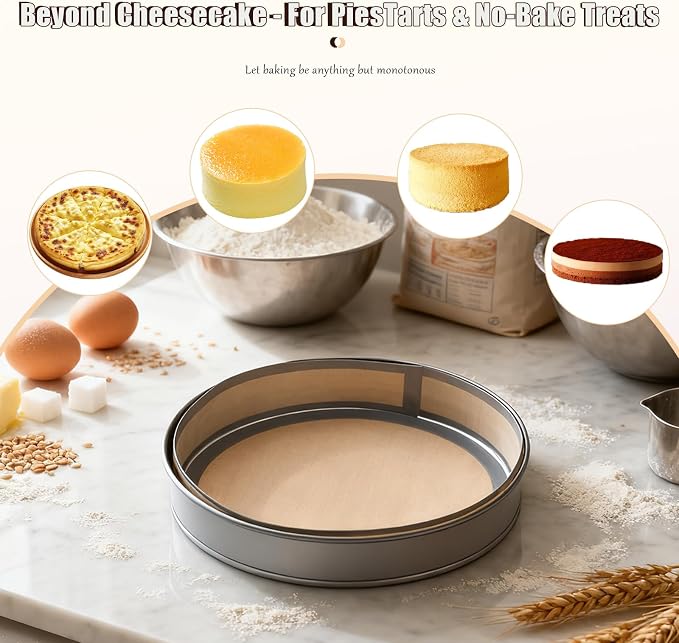 9 Inch Springform Pan & Cheesecake Pan Compatible Silicone Liner Set, Reusable Non-Stick Baking Mat System for Springform Baking Pans, Bottom and Side Cake Pan Liner for Easy Release Baking