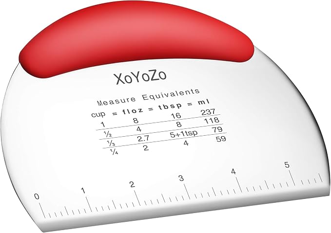 1 pcs Dough Pastry Scraper Chopper/Stainless Steel Dough Scraper Cutter with Ergonomic Rubber Non-Slip Grip/Dough Scraper Cutter/Pro Pastry Pizza Cutter Chopper (Red)