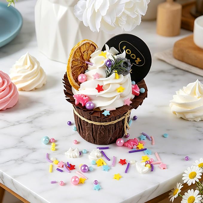 Unicorn Sprinkles for Cake Decorating, 4.6Oz Rainbow Sprinkles with Edible Jimmies Confetti Pearl Star Unicorns Mix for Ice Cream Cupcakes Brownie Cookie Baking Topping