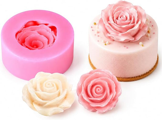 YunKo Flower Molds Silicone, Single Cavity 3D Rose Fondant Mold | Rose Silicone Mold and Baking Mold for cake decorating, fondant, chocolate, cupcake toppers, and home bakers