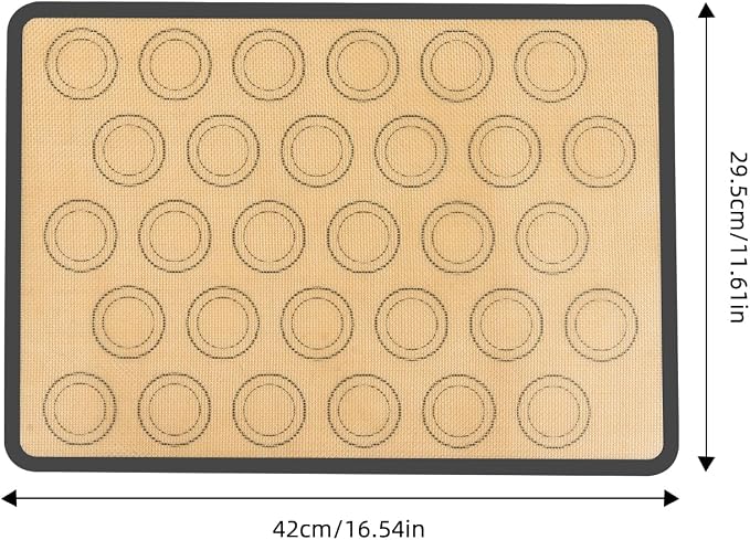 Silicone Baking Mat with 30 Circles, Non Stick Baking Mat for Macaron Cookies Pastry, Reusable Baking Mats, Silicone Circle Mats for Cake Pan