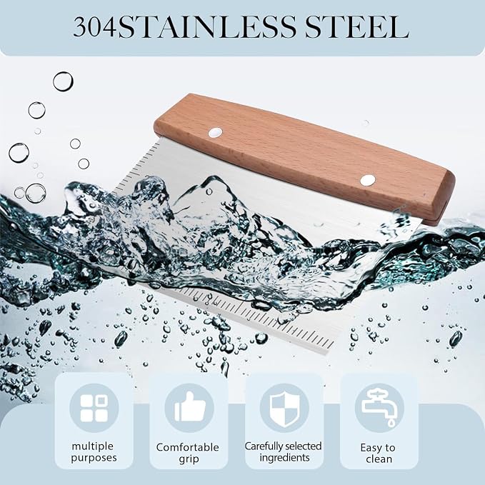 Solala Griddle Scraper Compatible with Blackstone, Heavy Duty Stainless Steel Grill Scraper,Dough Scraper Cutter for Bread and Pizza Cutter, Griddle Scraper Chopper Multipurpose Kitchen Utensil