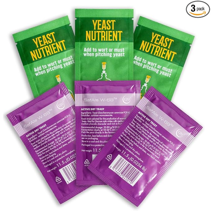 Craft A Brew - Safale W-68 Dry Yeast - Fermentis - German Wheat Beer Dry Yeast - For German, Belgian & Other Wheat Beer Styles - Ingredients for Home Brewing - Beer Making Supplies - 3 Pack