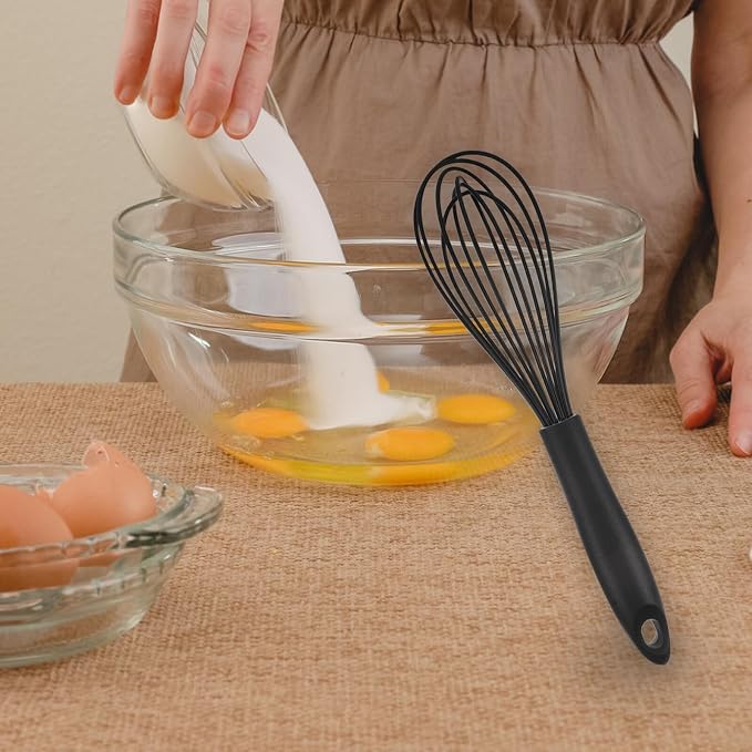 3pcs Silicone Coated Whisk Set Small Medium Large Hand Egg Beater Kitchen Whisks for Baking Cooking Mixing Manual Stirrer for Sourdough and Coffee