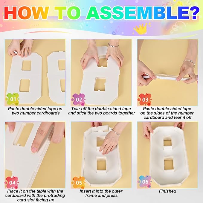 HILAVO Cardboard Number for Charcuterie, 13.7" Cardboard Number 8 Fillable Number for Food Paper Mache Number Boxes for Cupcake Sweet Candy 8th Birthday Anniversary Party Decorations