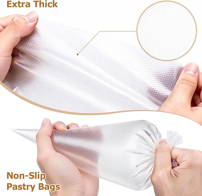 Tamodan Piping Bags Disposable 16 Inch, 100PCS Pastry Bags Extra Thick, Non-Slip Anti-Burst Frosting Bags for Cake, Cookie & Royal Icing Decorating
