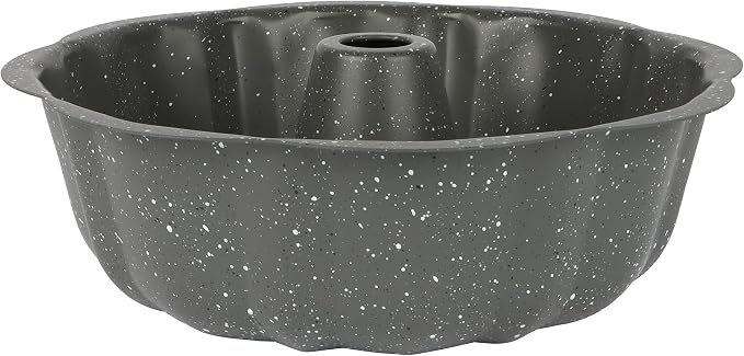 David Burke 9" Fluted Bake Pan – Carbon Steel Bundt Cake Pan – Gray Speckle