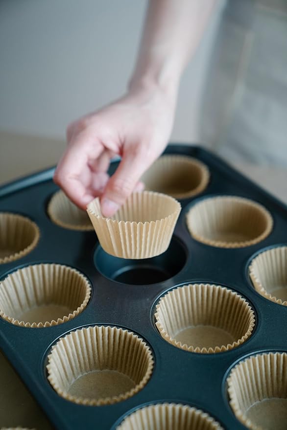 Mini Muffin Liners 500 pcs Natural Mini Cupcake Liners,Food&Grade,Greaseproof Paper Baking Cups, for Christmas/Halloween Party by GoldenBakeryFamily