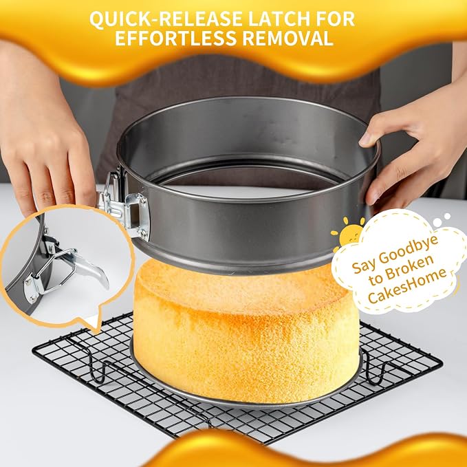 Springform Pan Set, 7 8 9 Inch Leakproof Cheesecake Pans | Premium nonstick carbon steel; Leak-resistant design; Ideal for cheesecake, mousse and layer cakes