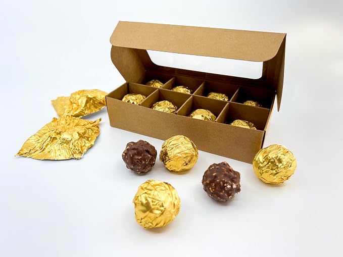 20pcs Kraft Treat Boxes with Window and Dividers | 8 X-SMALL compartments | 6.75 x 3.5 x 1.57 in | Empty candy boxes for gift giving, truffle box - perfect for Valentine's Day