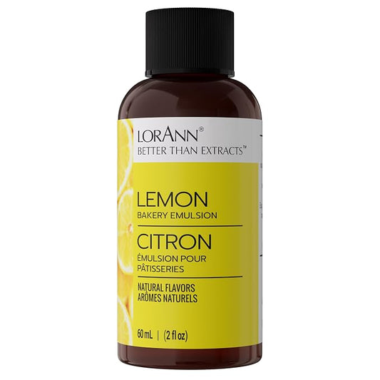 Lorann Oils Lemon Bakery Emulsion: Perfect for Amplifying Citrus Tones in Cakes, Cookies & Desserts, Gluten-Free, Keto-Friendly, Lemon Extract Alternative Essential, 2 oz