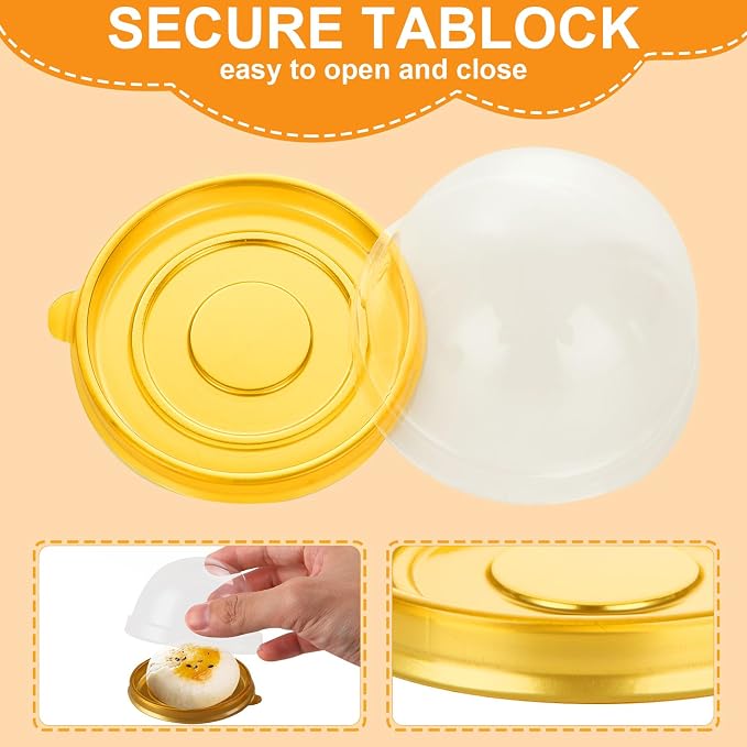 WOPPLXY 200 Pcs Mini Cake Containers, Clear Plastic Small Cupcake Boxes with Dome Lids, Mini Cupcake Container, Mini Flan Container for Individual Cookies Cheesecake Mooncake Desserts