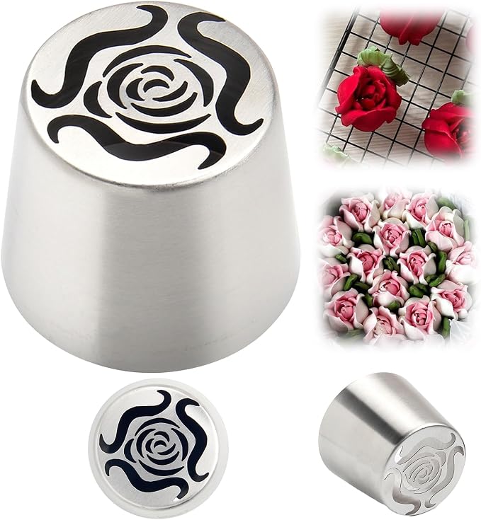 6Pack Extra Large Flower Russian Piping Tips Set, Stainless Steel Rose Tulip Icing Tips For Cake Decorating, Floral Piping Tips Flower Bouquet For Cookies Desserts Baking Tool(XXL,6F)