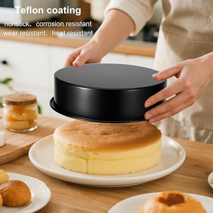 9 Inch Round Cake Pan Set of 2, Nonstick Cake Pans 9 Inch Round with 60PCS Parchment Paper for Birthday, Round Cake Pans for Baking Layered Cakes Deep-Dish Pizza Pie, Even Heating & Dishwasher Safe