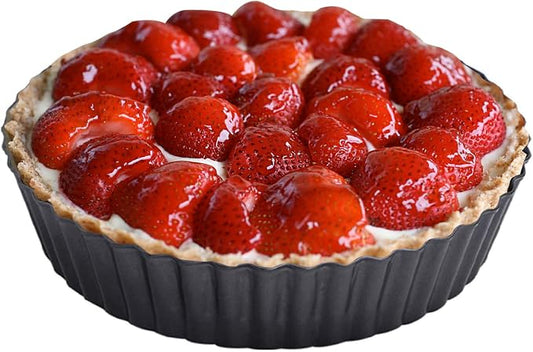 RICHSC-PAN Deep Tart Pan, 9.5 x 2.2 Inches Non-Stick Tall Tart Pan Bottom Can Be Removed. Suitable for Making Various Pies, Tarts and Quiche. Easy to Clean is the Choice for Home Baking.
