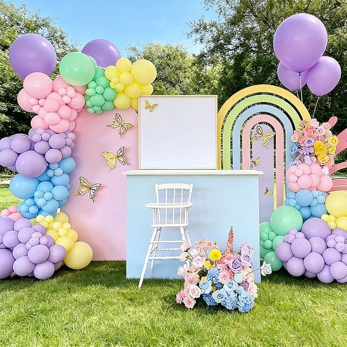 Pastel Balloon Arch Kit, 147pcs Macaron Rainbow Latex Balloon, Different Sizes 18 12 10 5 Inch for Garland Baby Shower Birthday Party Gender Reveal Garland Decoration