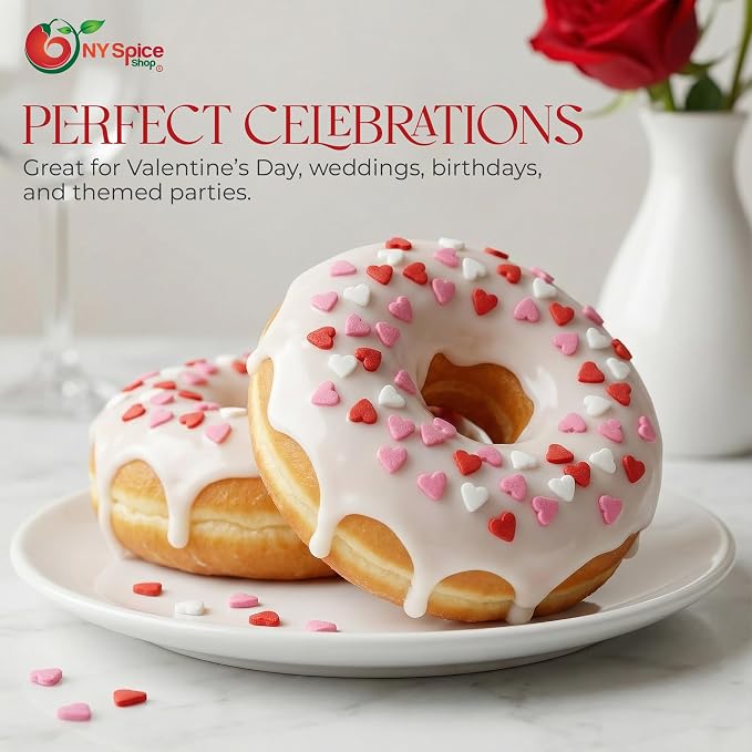 NY Spice Shop Multicolored Heart Sprinkles - 2.6 Ounce Love Themed Heart Shaped Candies - Edible Candies for Cookies, Cupcakes Brownies - Dessert Decorating Sweet Gifts & Parties