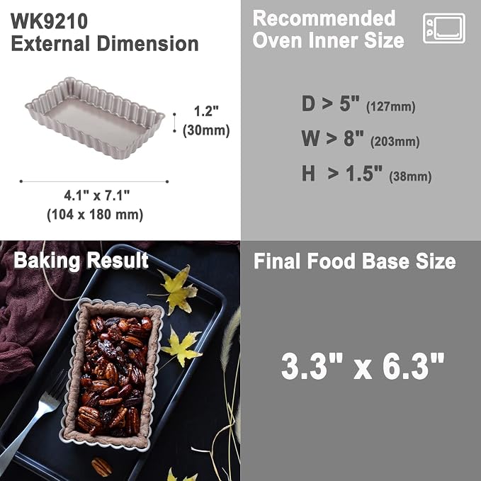 CHEFMADE Rectangular Tart Pan, 7 Inch Non-Stick Quice Pan with Removable Loose Bottom for Oven Bake(Champagne Gold)