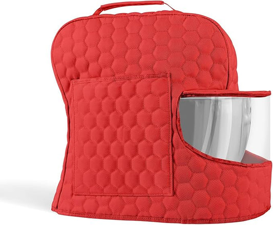 Stand Mixer Dust Cover Compatible with KitchenAid Mixer - Stand Mixer Cover Fits for 4.5/5 Quart, Storage Bag with 2 Pocket for Accessories and Attachments（Red, For 4.5- 5QT）