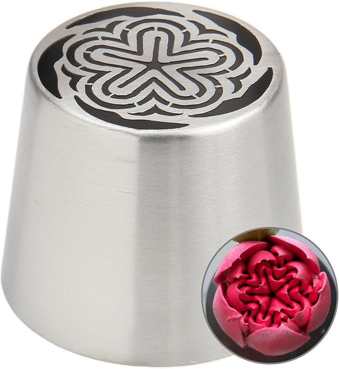 Extra Large Russian Piping Tips - Stainless Steel Flower Nozzles Set for Cake Decorating, Rose & Floral Icing Tips for Cupcakes, Cookies Professional Baking Tools (XXL, Style 62)