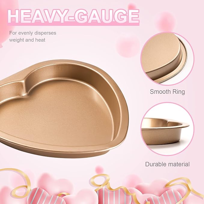 Yomvzake Heart Shaped Cake Pan, 8 Inch Heart Shollow Baking Sheet Cake Tray for Valentine's Day Cake Cookie Baking
