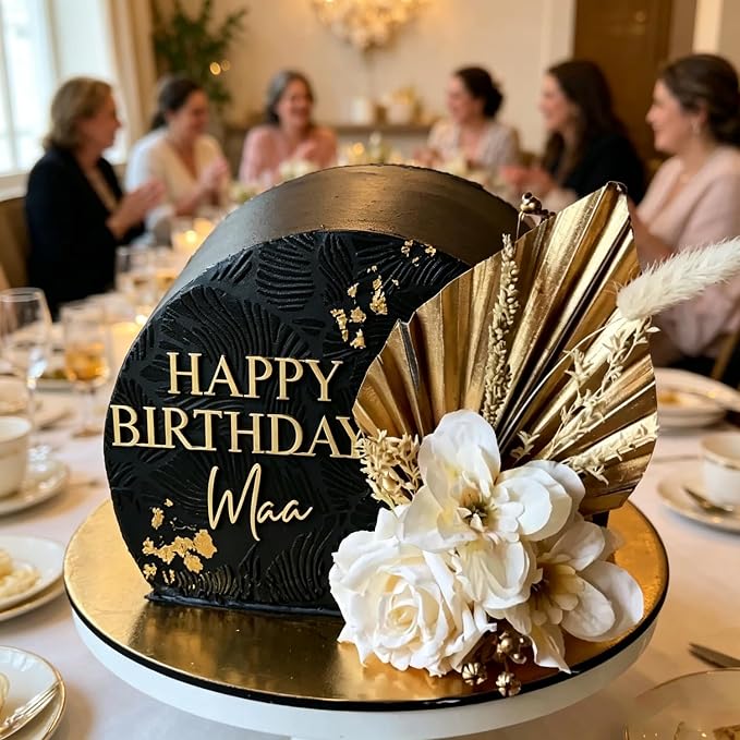 Gold Acrylic Happy Birthday Mom Cake Topper, Mother's Birthday Party Cake Decoration, Cake Charm Decor Supplies