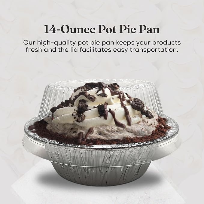 Durable Packaging Disposable Aluminum Foil Extra Deep Meat Pan with Clear Snap on Lid - 5 3/4 Round Oven Safe Pot Pie Pan, Baking Pan Perfect for Cobblers and Casseroles, 2400P (Pack of 50)