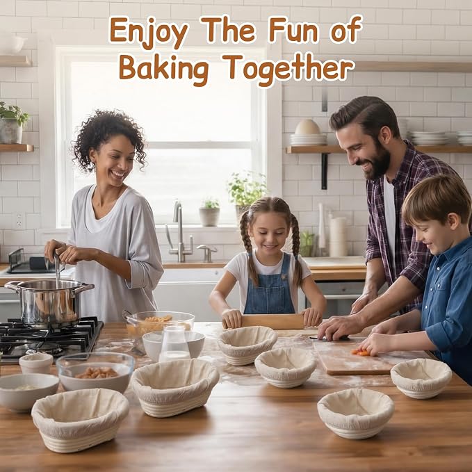 Set of 12 Mini Banneton Bread Proofing Basket with Liner, 5-inch Round and 6.5-inch Oval Small Bread Proofing Sourdough Bowl, for Sourdough Making, Baking Supplies for Home and Bakery